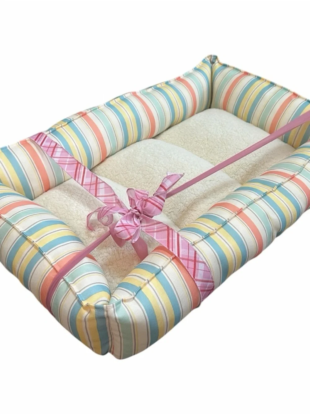 New LUXURIOUS Orthopedic Dog Bed Large Dog Bed Modern Pastel Striped Pet Bed